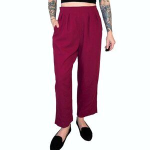 Elegant Maroon Straight Leg Women's Pants